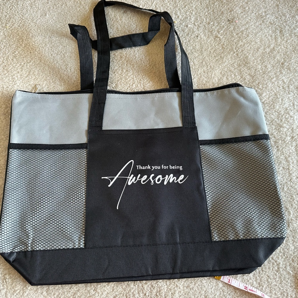 Black and Gray Canvas Tote Bag